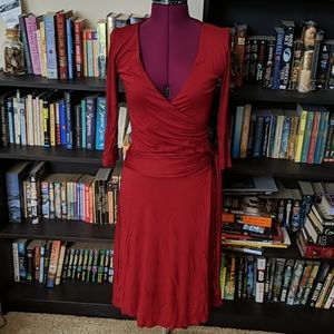 Red Cotton Wrap Dress